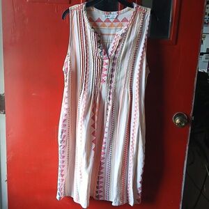 SONOMA Striped Geo Print Sundress- Orange, Yellow, Black, Cream Sz L